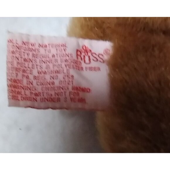 Russ Berrie Cookie Brown Plush Teddy Bear With Peppermint Buttons‎ & Embroidered - Picture 5 of 7